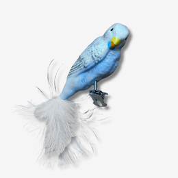 Light Blue Feather Tailed Clip-on Parrot Ornament