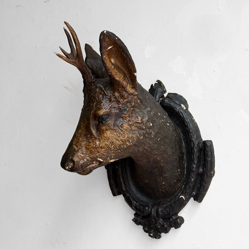 19th-century German Plaster Deer Head