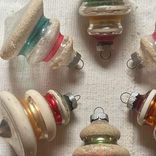 Set of 6 Striped Vintage Lantern Ornaments (VO32)