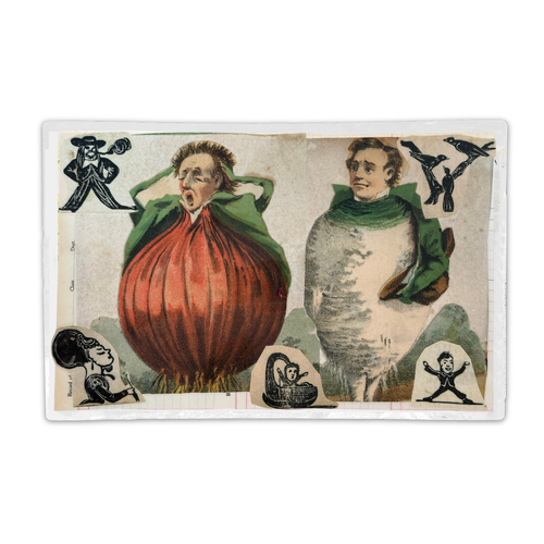 One-of-a-Kind Collaged Onion Man & Turnip Man Mat (#34)