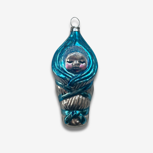 Nostalgic Blue Sleeping Bundled Baby Ornament