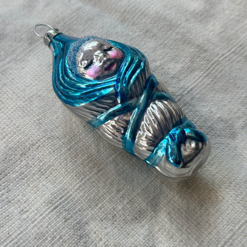 Nostalgic Blue Sleeping Bundled Baby Ornament