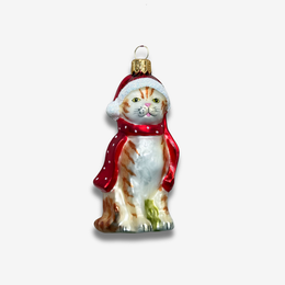 Cat with Santa's Cap Ornament