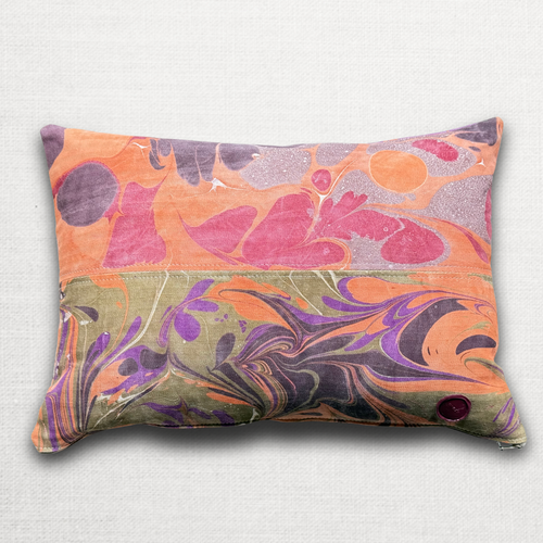 Hand Marbled One-of-a-Kind Pillow (26-18)