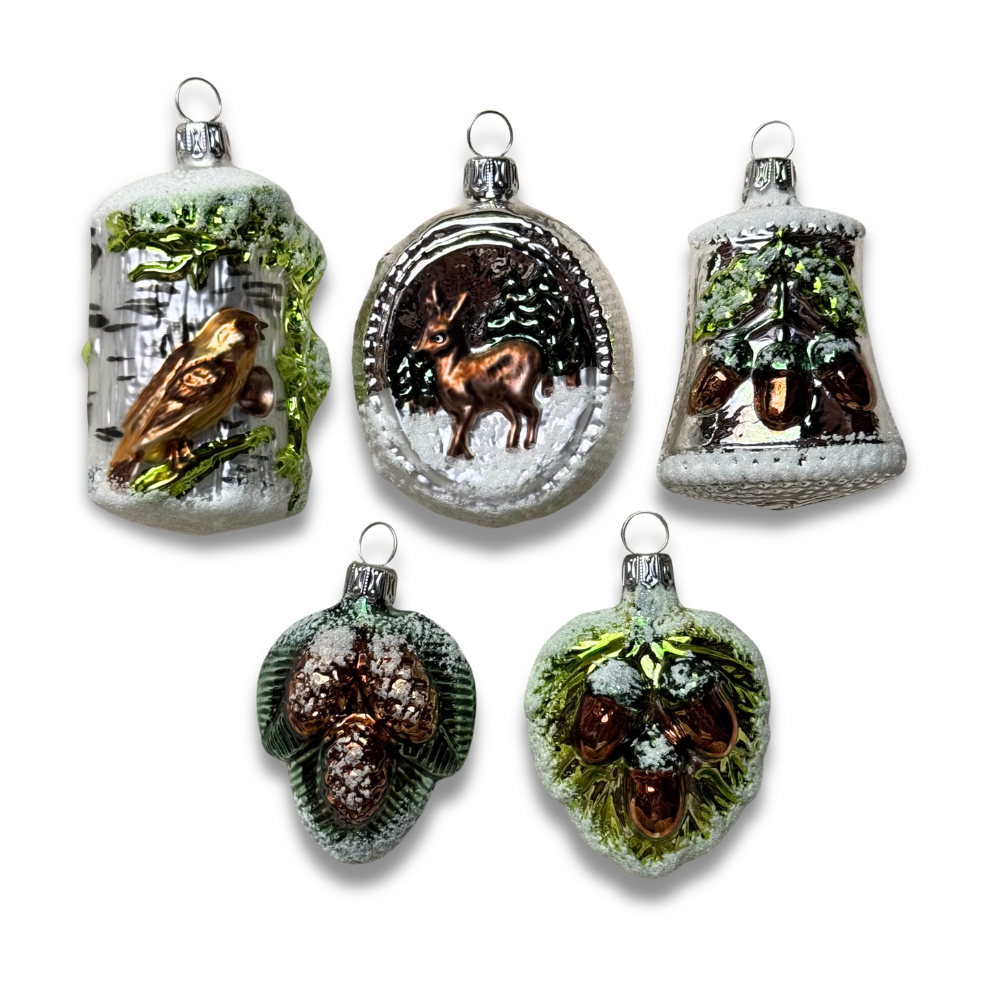 Set of 5 Forest Themed Ornaments