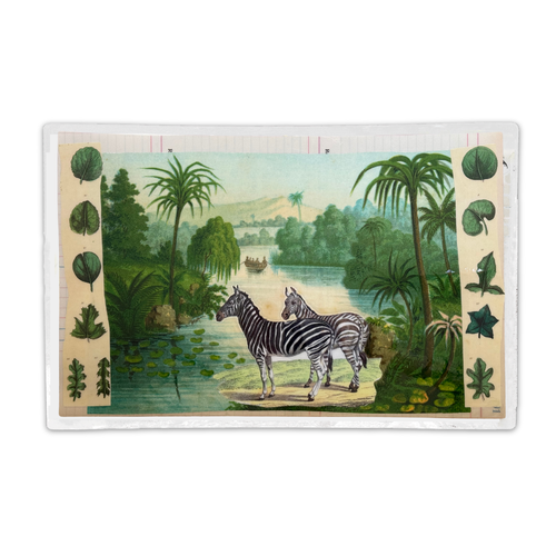 One-of-a-Kind Collaged Zebra & Foliage Mat (#3)