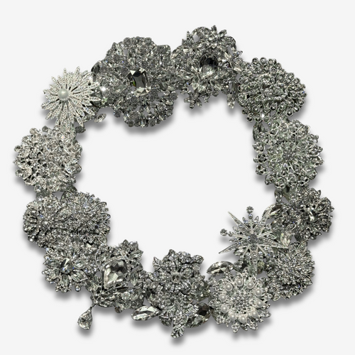 Large Crystal Glass Silver Wreath (2)