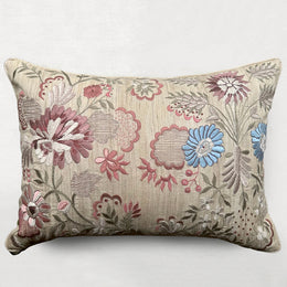 Charlotte Embroidered Tussar Silk Cushion in Natural