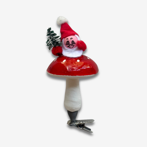Nostalgic Santa Sitting on Cotton Mushroom Clip-on Ornament