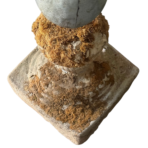 19th-century Cast Stone Garden Stand with Zinc Bird