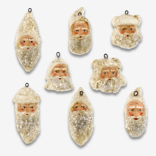 Set of 8 Small Santa Head Oranaments