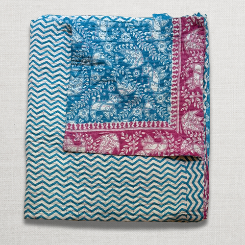 Vintage Sari Double Bedcover (#7-03)