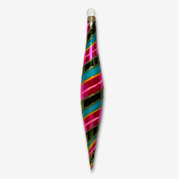 Pink Turquoise Striped Icicle Ornament