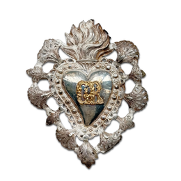 19th-century Italian Ex-Voto Sacred Silver Heart (No. 103)