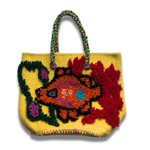 PO! Paris Nathalie Lete Woven & Knotted "Poisson" Fish Bag in Jeune