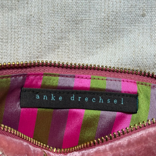 Botanica Embroidered Silk Velvet Perfect Zip Pouch in Cyclamen
