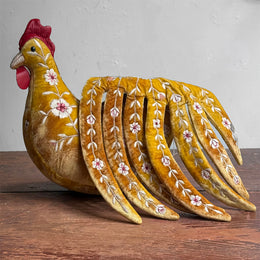 Kensington Embroidered Silk Velvet Big Rooster in Shaded Oro