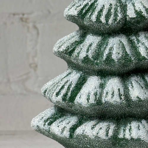 Papier-Mâché Medium Dark Green & Beaded Glitter Tree