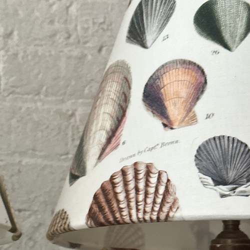 Custom John Derian for Designers Guild "Captain Thomas Brown Shells Oyster" Lampshade Pair