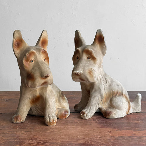 Vintage Pair of Chalkware Scottish Terrier Figurines
