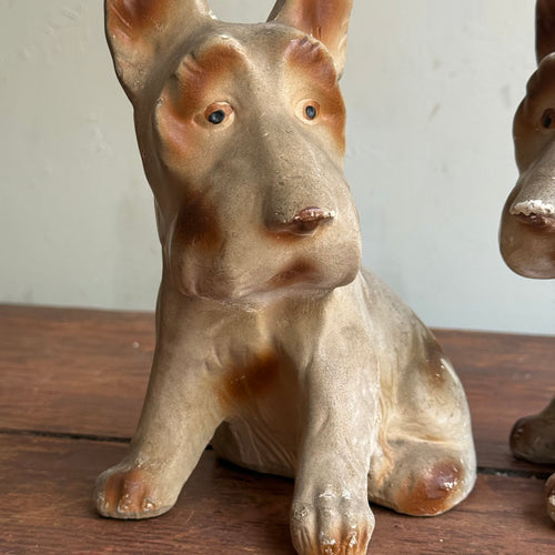 Vintage Pair of Chalkware Scottish Terrier Figurines