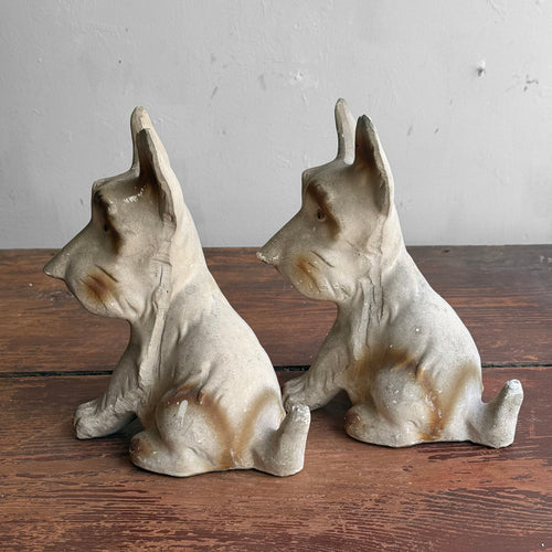 Vintage Pair of Chalkware Scottish Terrier Figurines