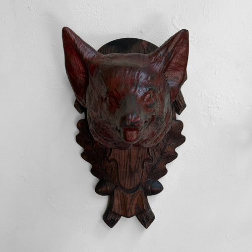 Early 20th-century Black Forest Carved Fox Head (9-16)