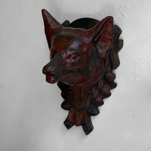 Early 20th-century Black Forest Carved Fox Head (9-16)