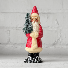 Small Papier-Mâché Santa in Light Red