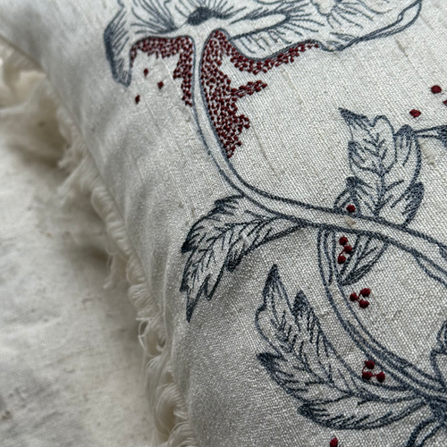 Illusion Fringe Tassia Cushion in Ivory