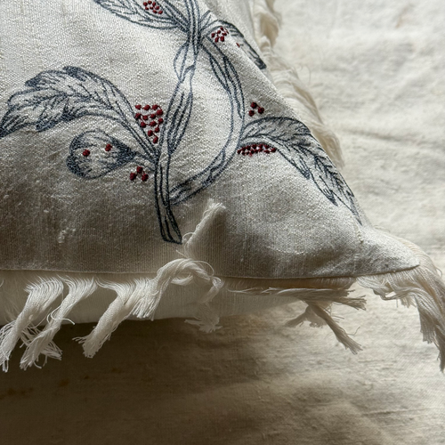 Illusion Fringe Tassia Cushion in Ivory