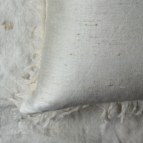 Illusion Fringe Tassia Cushion in Ivory