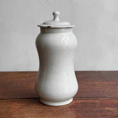 18th-century French Faience Apothecary Jar with Lid