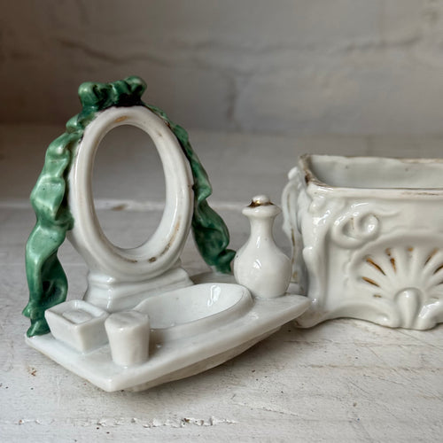 Antique German Porcelain Fairing Trinket Box (#14)