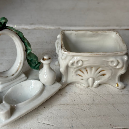 Antique German Porcelain Fairing Trinket Box (#14)