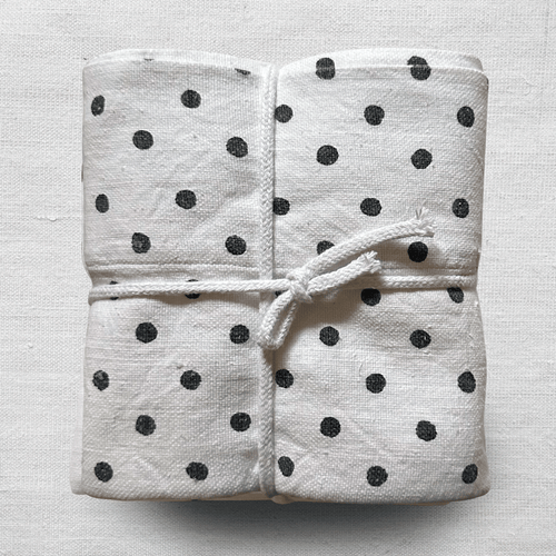 2 Block Printed Polka Dots Standard Pillow Cases in Charcoal