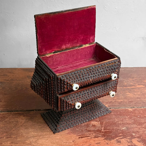 Footed 20th-century Tramp Art Box