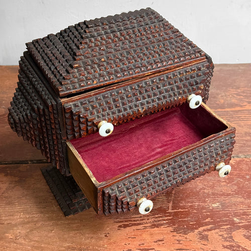Footed 20th-century Tramp Art Box
