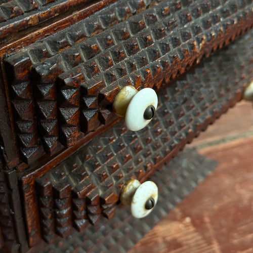 Footed 20th-century Tramp Art Box