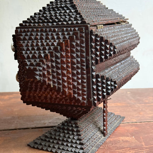 Footed 20th-century Tramp Art Box