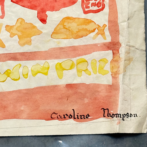 Double-Sided Late 19th-century Naïve Watercolor Illustration by Caroline Thompson