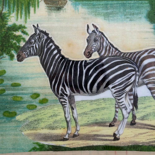 One-of-a-Kind Collaged Zebra & Foliage Mat (#3)