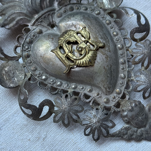 19th-century Italian Ex-Voto Sacred Silver Heart (No. 3-26)