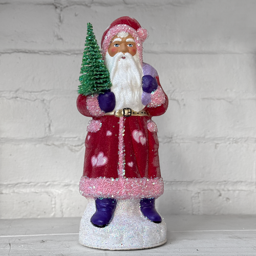 Papier-Mâché Santa with Heart Decoration