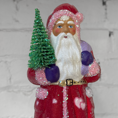Papier-Mâché Santa with Heart Decoration