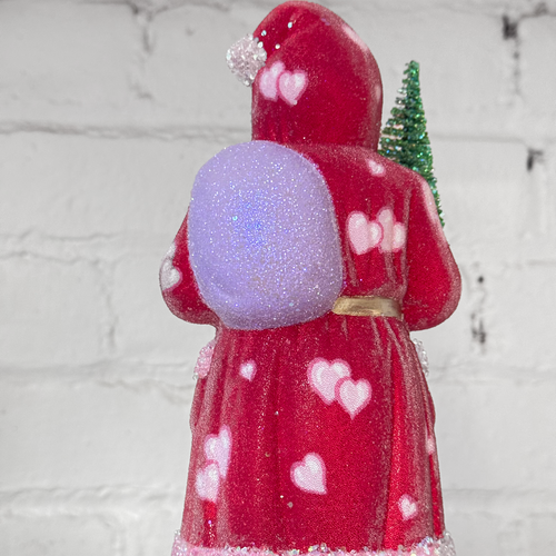 Papier-Mâché Santa with Heart Decoration