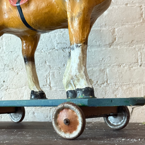 19th-century French Toy Horse on Wheels