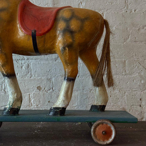 19th-century French Toy Horse on Wheels