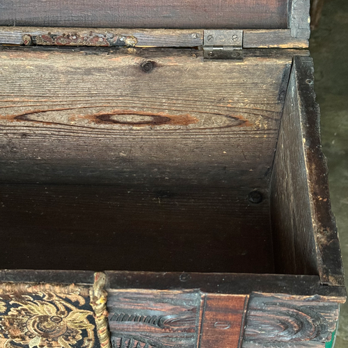 Early 20th-century Black Forest Carved Wooden Trunk