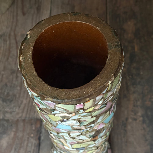 Antique Folk Art Shard Covered Pipe